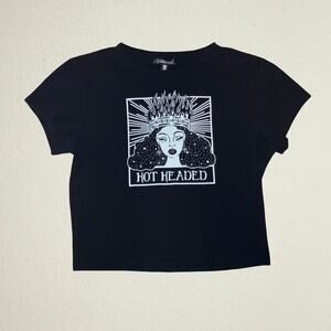 Black cropped Hot Headed graphic tshirt, Aries astrological zodiac Horoscopez